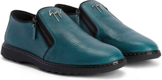 Giuseppe Zanotti snake-skin effect leather loafers Blue