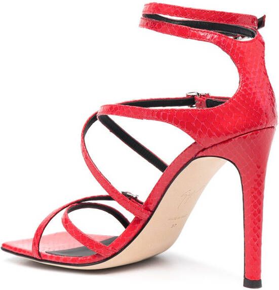 Giuseppe Zanotti snakeskin-effect high-heel sandals Red