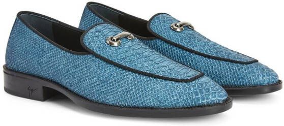 Giuseppe Zanotti snakeskin-effect leather loafers Blue