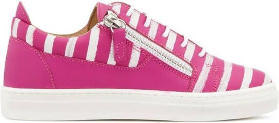 Giuseppe Zanotti striped-detail leather sneakers Pink