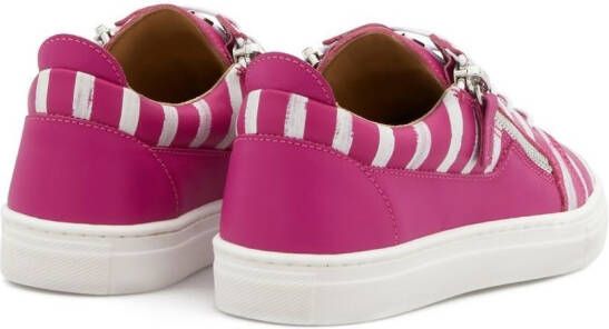 Giuseppe Zanotti striped-detail leather sneakers Pink
