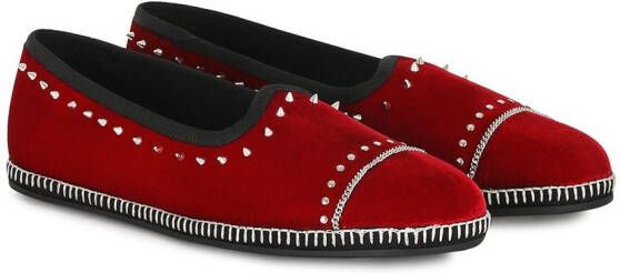 Giuseppe Zanotti studded velvet loafers Red