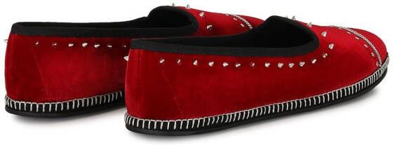 Giuseppe Zanotti studded velvet loafers Red