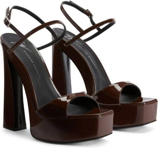 Giuseppe Zanotti Sylvy 145mm patent leather sandals Brown