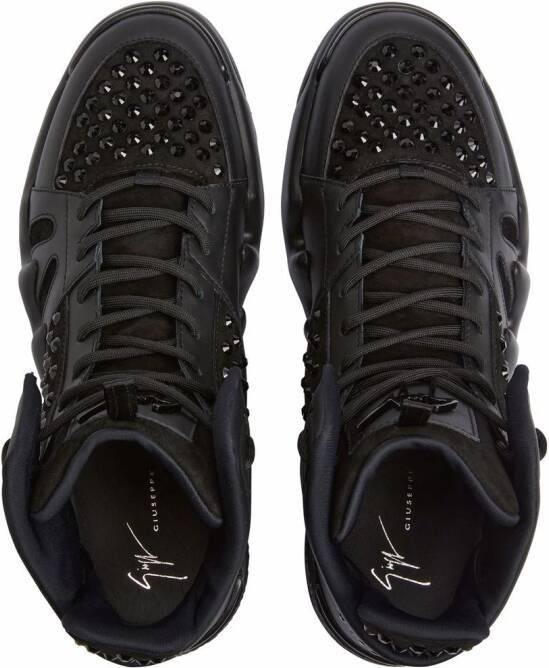 Giuseppe Zanotti Talon crystal-embellished high-top sneakers Black