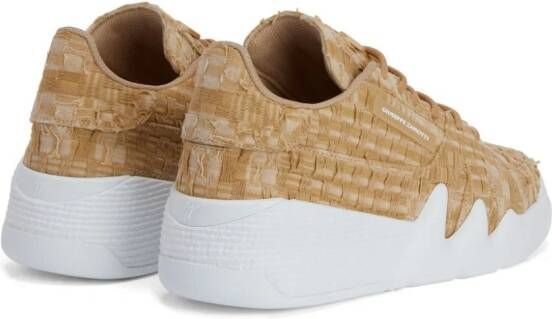 Giuseppe Zanotti Talon distressed-jacquard sneakers Neutrals