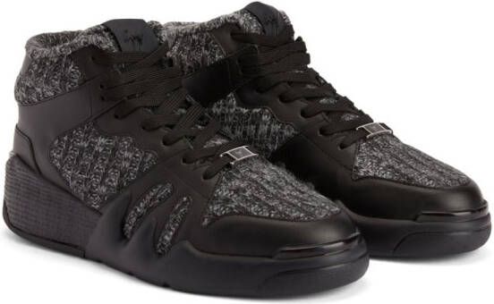 Giuseppe Zanotti Talon knitted-panels sneakers Black