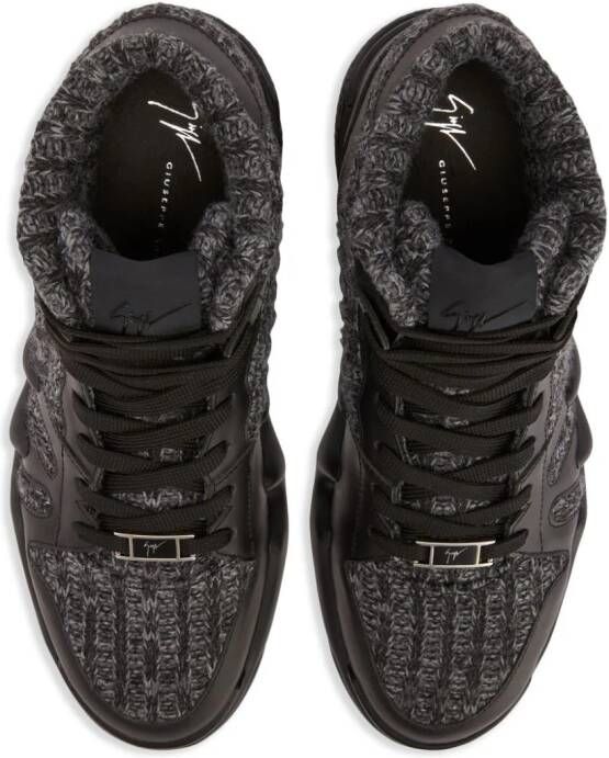 Giuseppe Zanotti Talon knitted-panels sneakers Black