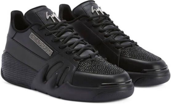 Giuseppe Zanotti Talon rhinestone-embellished leather sneakers Black