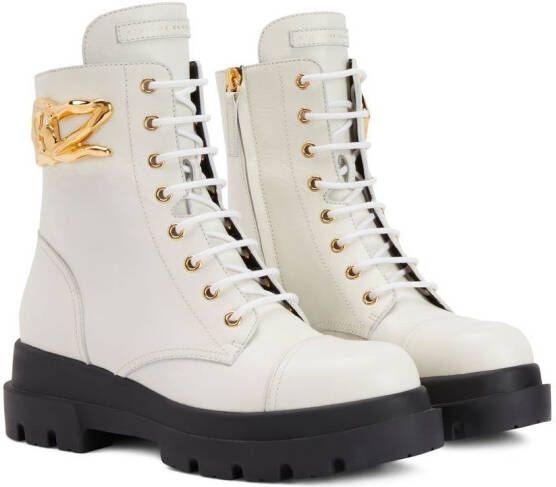Giuseppe Zanotti Tankie leather ankle boots White