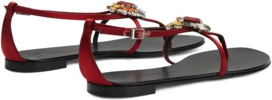 Giuseppe Zanotti Tarassacum crystal-embellished flat sandals Red