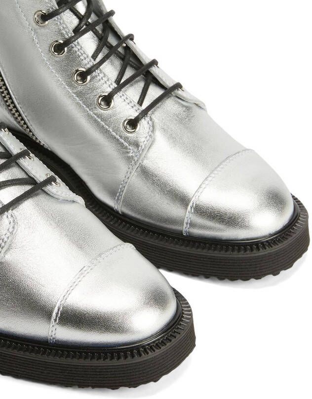 Giuseppe Zanotti Thora lace-up cargo boots Silver