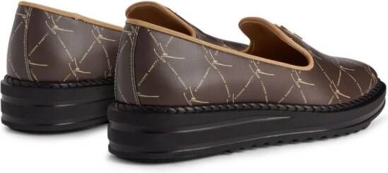 Giuseppe Zanotti Tim logo-embossed leather loafers Brown