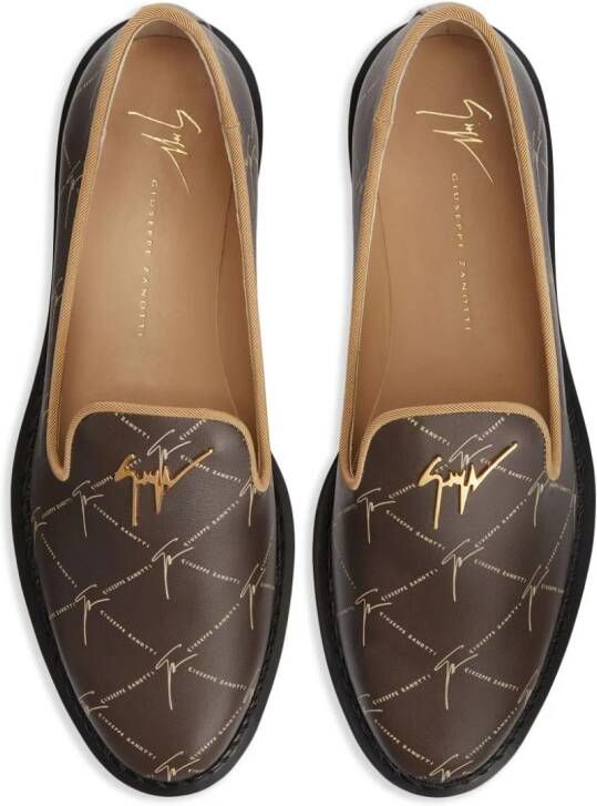 Giuseppe Zanotti Tim logo-embossed leather loafers Brown