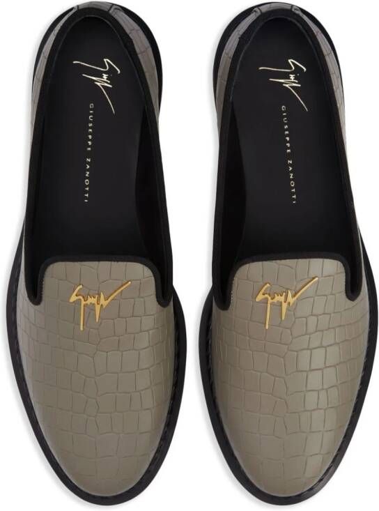 Giuseppe Zanotti Tim logo-lettering loafers Grey