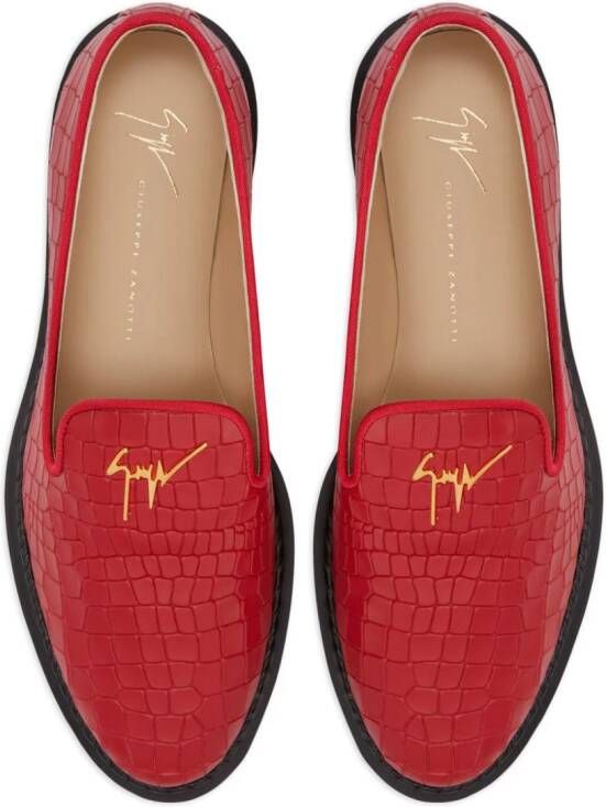 Giuseppe Zanotti Tim logo-lettering loafers Red