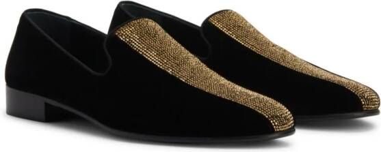Giuseppe Zanotti Tuxedo Diamond velvet loafers Black