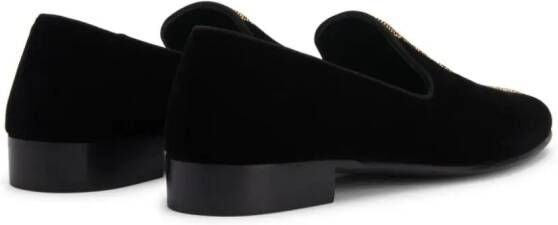 Giuseppe Zanotti Tuxedo Diamond velvet loafers Black