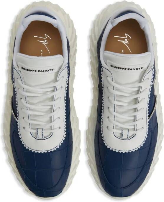 Giuseppe Zanotti Urchin crocodile-embossed panelled sneakers Blue
