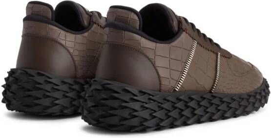 Giuseppe Zanotti Urchin crocodile-embossed panelled sneakers Brown