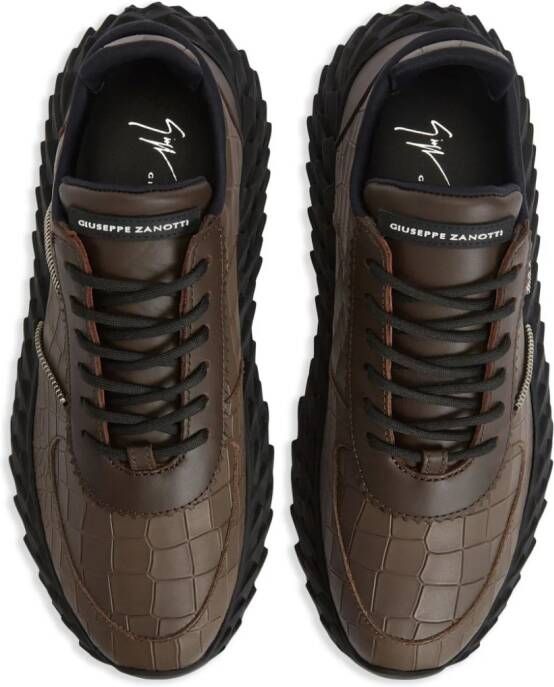 Giuseppe Zanotti Urchin crocodile-embossed panelled sneakers Brown