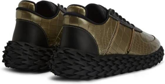 Giuseppe Zanotti Urchin crocodile-embossed panelled sneakers Gold