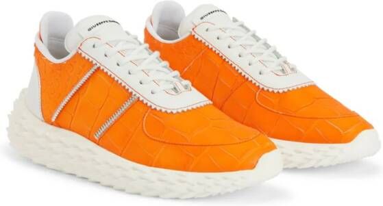 Giuseppe Zanotti Urchin crocodile-embossed panelled sneakers Orange