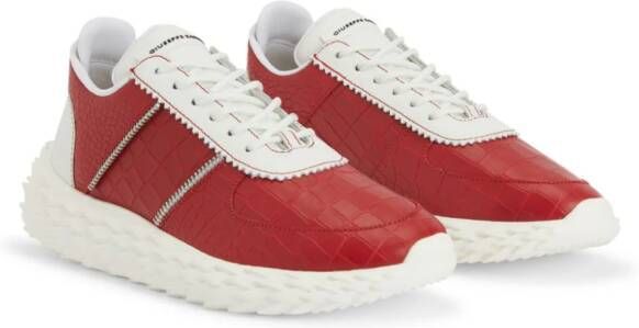 Giuseppe Zanotti Urchin crocodile-embossed panelled sneakers Red