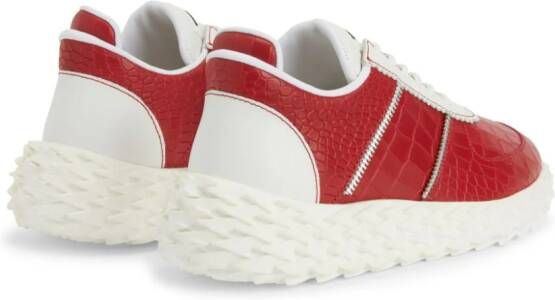 Giuseppe Zanotti Urchin crocodile-embossed panelled sneakers Red