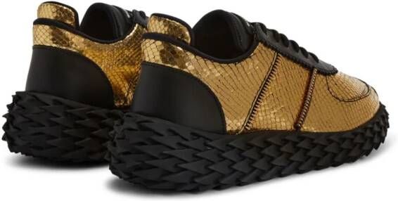 Giuseppe Zanotti Urchin snakeskin-effect panelled sneakers Gold