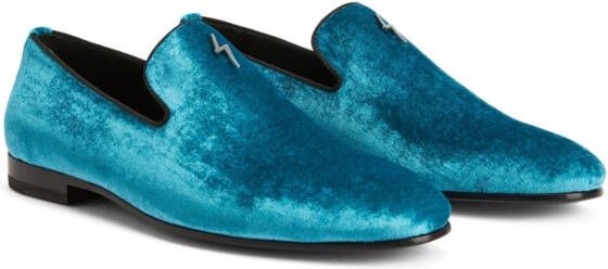 Giuseppe Zanotti velvet slip-on loafers Blue