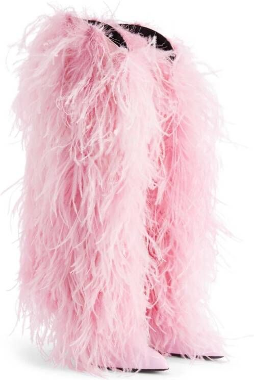 Giuseppe Zanotti Xylia 105mm feather-trim boots Pink