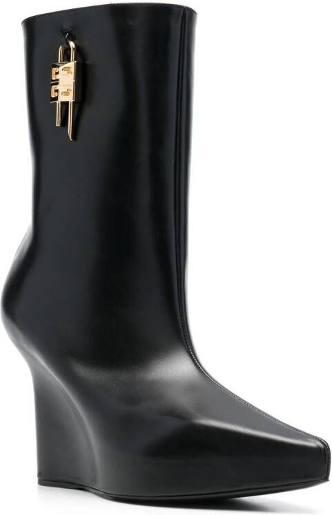 Givenchy 4 Lock leather wedge boots Black