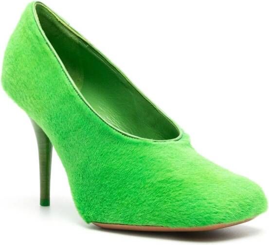 Givenchy 95mm square-toe shearling pumps Green
