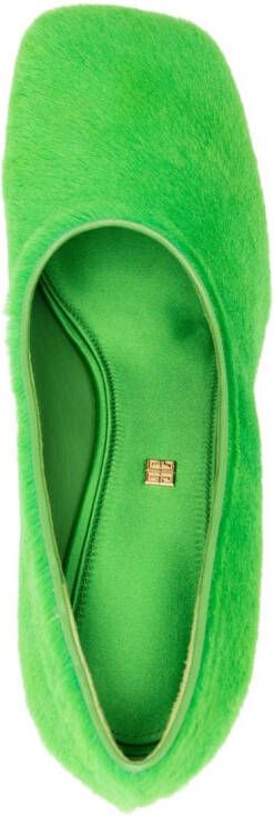 Givenchy 95mm square-toe shearling pumps Green