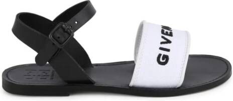 Givenchy Kids logo-embroidered leather sandals Black