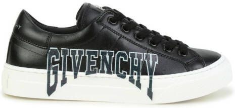 Givenchy Kids logo-print lace-up leather sneakers Black