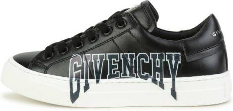 Givenchy Kids logo-print lace-up leather sneakers Black