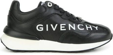 Givenchy Kids logo-print lace-up panelled sneakers Black