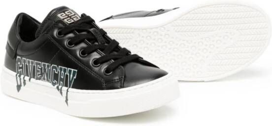 Givenchy Kids logo-print leather sneakers Black