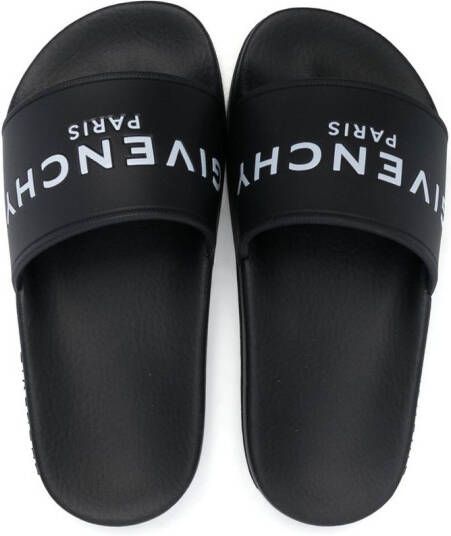 Givenchy Kids logo-print open toe slides Black