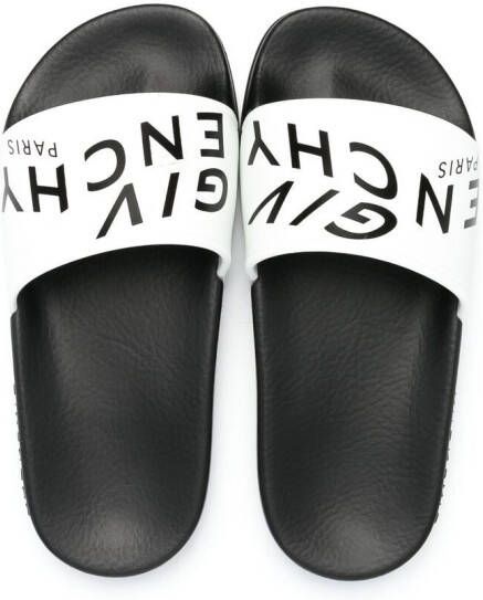 Givenchy Kids logo-print open-toe slides White