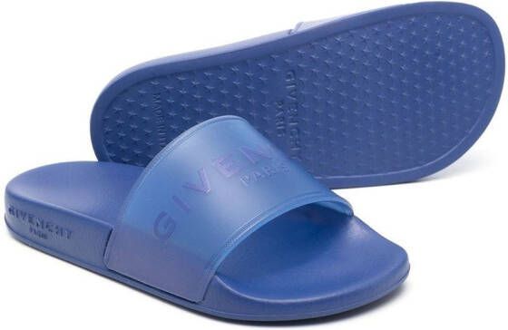 Givenchy Kids logo-print slide on sandals Blue