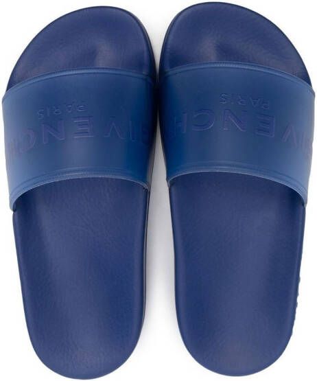 Givenchy Kids logo-print slide on sandals Blue