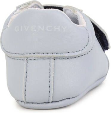 Givenchy Kids logo-print touch-strap leather slippers Blue