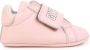 Givenchy Kids logo-print touch-strap leather slippers Pink - Thumbnail 2