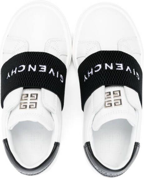 Givenchy Kids logo-strap leather sneakers White