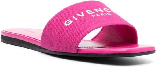 Givenchy logo-print cotton slides Pink