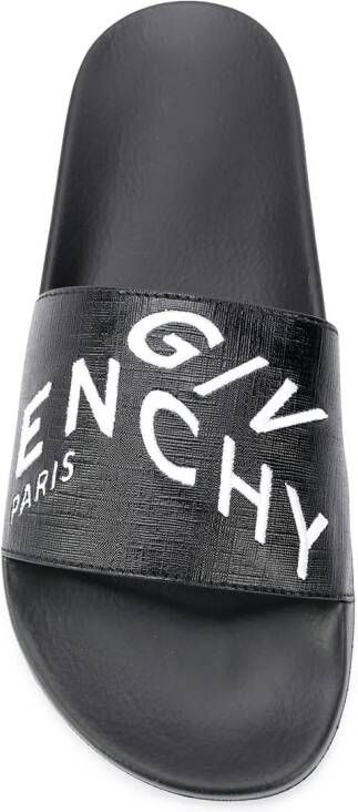Givenchy logo print leather slides Black