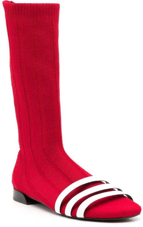 Gloria Coelho contrasting straps knitted boots Red